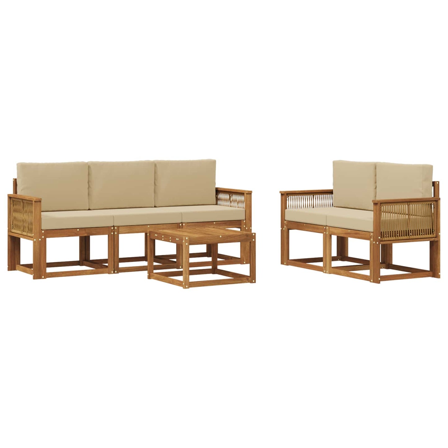 Buiten bankenset met kussen 6 pcs Natuurlijk en Beige Polyester is nu te koop bij PeponiXL, paradijselijk wonen!