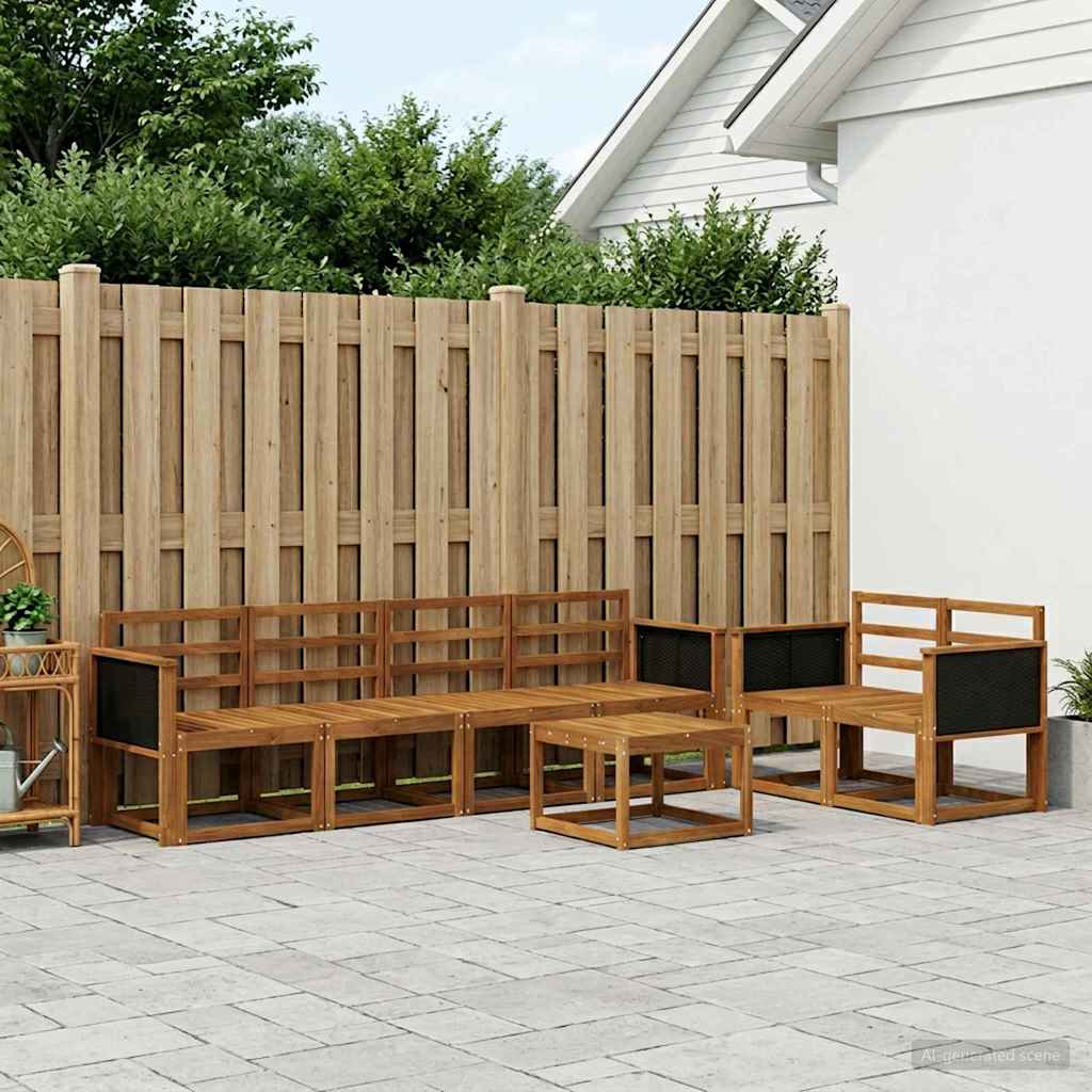 Buiten bankenset 6 pcs Naturel Massief Acaciahout is nu te koop bij PeponiXL, paradijselijk wonen!
