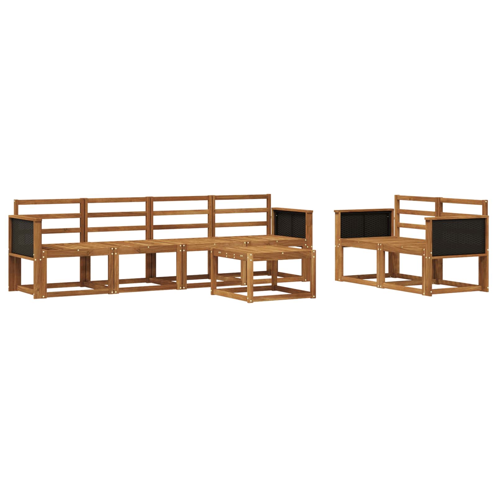 Buiten bankenset 6 pcs Naturel Massief Acaciahout is nu te koop bij PeponiXL, paradijselijk wonen!