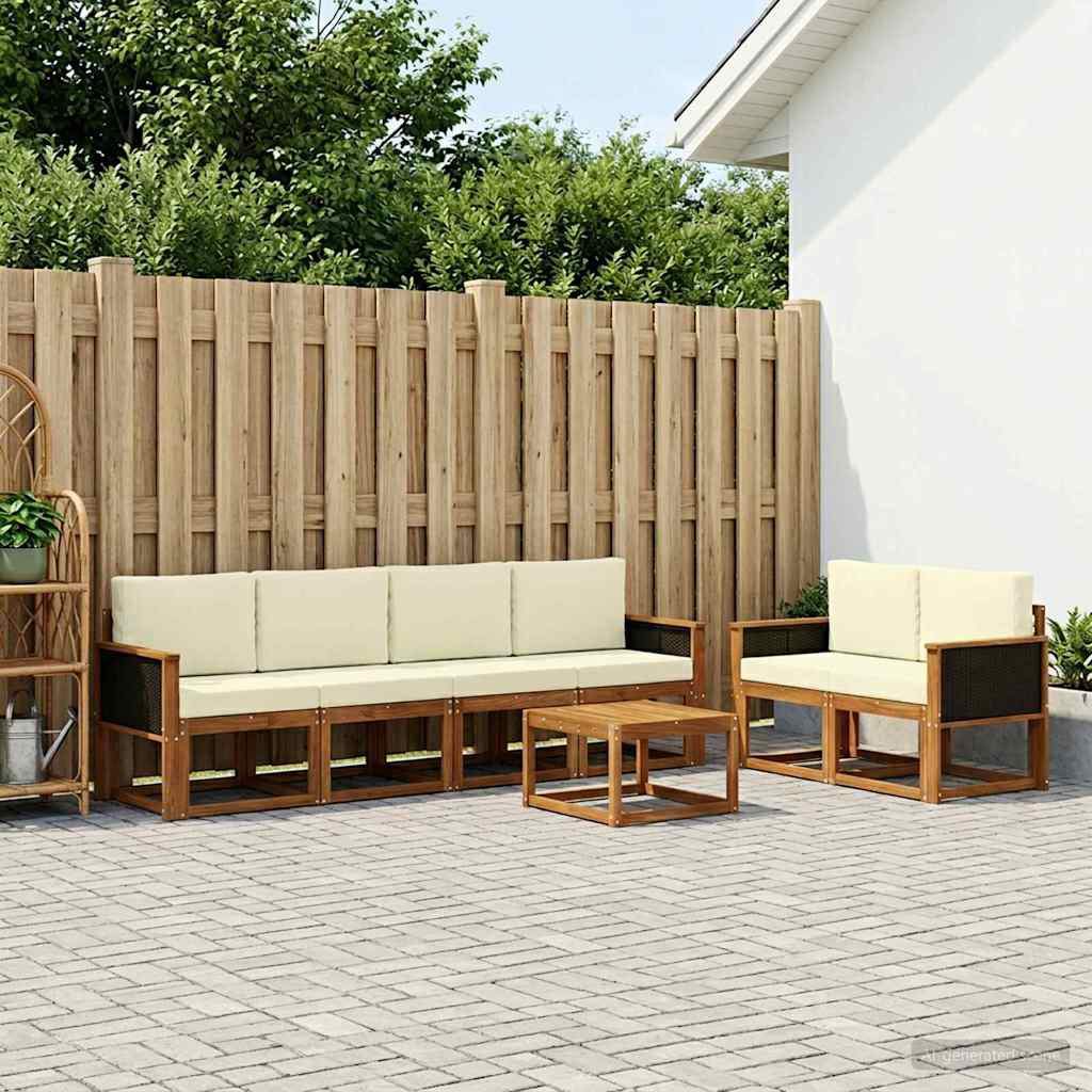 Buiten bankenset met kussen 6 pcs Natuurlijk en Crème is nu te koop bij PeponiXL, paradijselijk wonen!