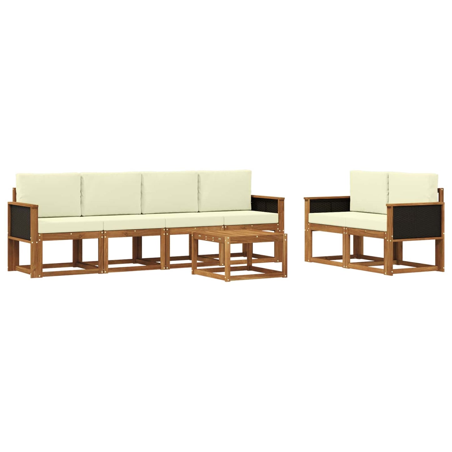 Buiten bankenset met kussen 6 pcs Natuurlijk en Crème is nu te koop bij PeponiXL, paradijselijk wonen!