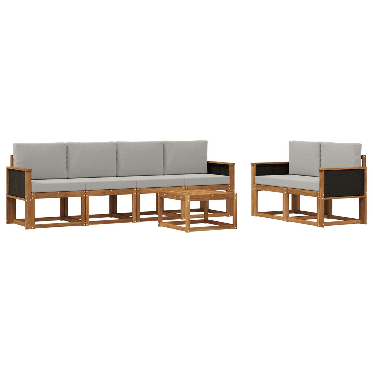 Buiten bankenset met kussen 6 pcs Naturel en lichtgrijs is nu te koop bij PeponiXL, paradijselijk wonen!