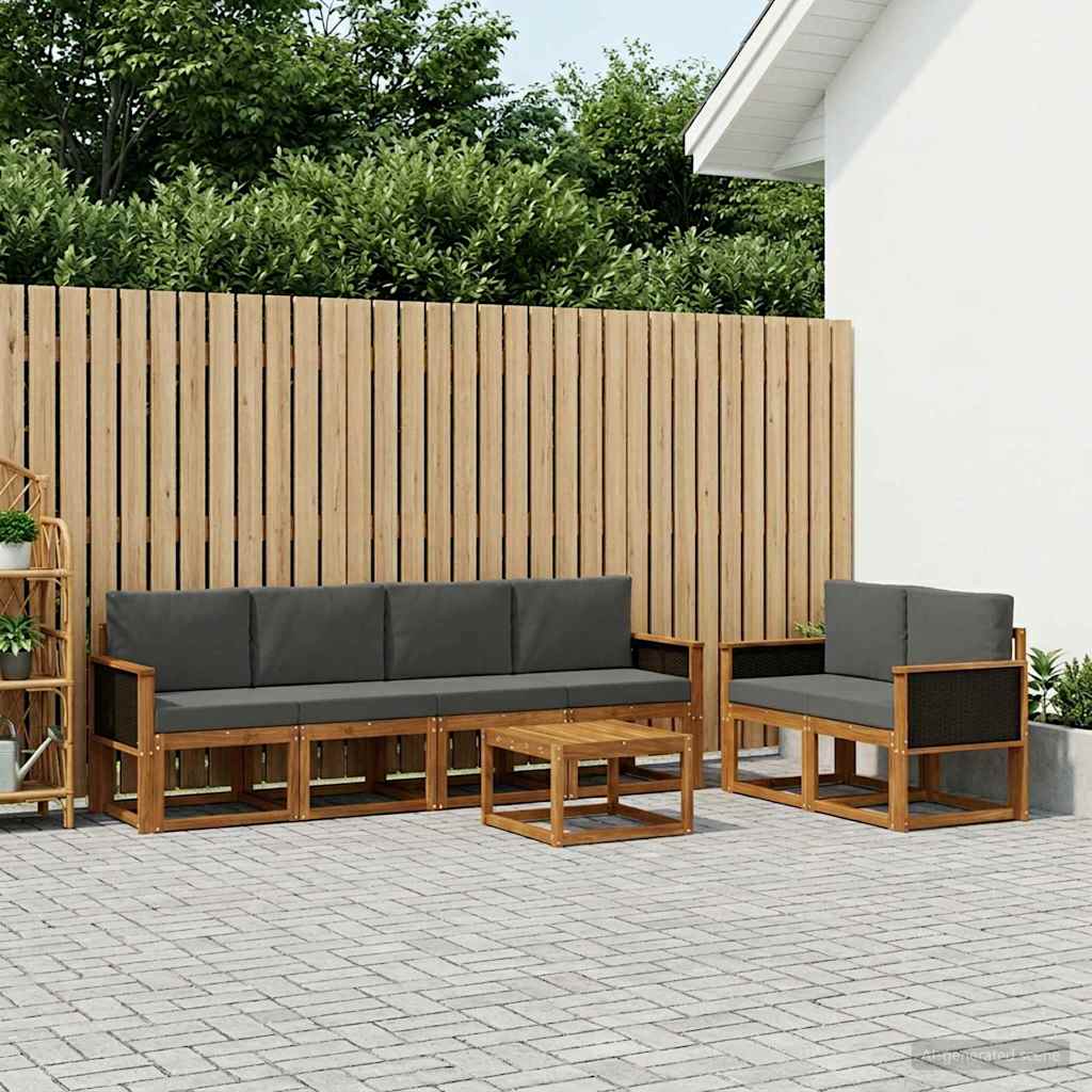 Buiten bankenset met kussen 6 pcs Natuurlijk en Antraciet is nu te koop bij PeponiXL, paradijselijk wonen!