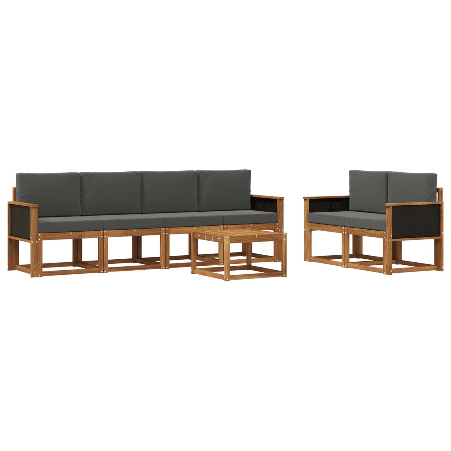 Buiten bankenset met kussen 6 pcs Natuurlijk en Antraciet is nu te koop bij PeponiXL, paradijselijk wonen!