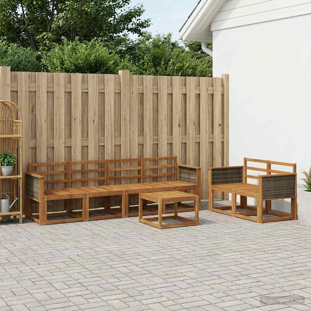 Buiten bankenset 6 pcs Naturel Massief Acaciahout is nu te koop bij PeponiXL, paradijselijk wonen!