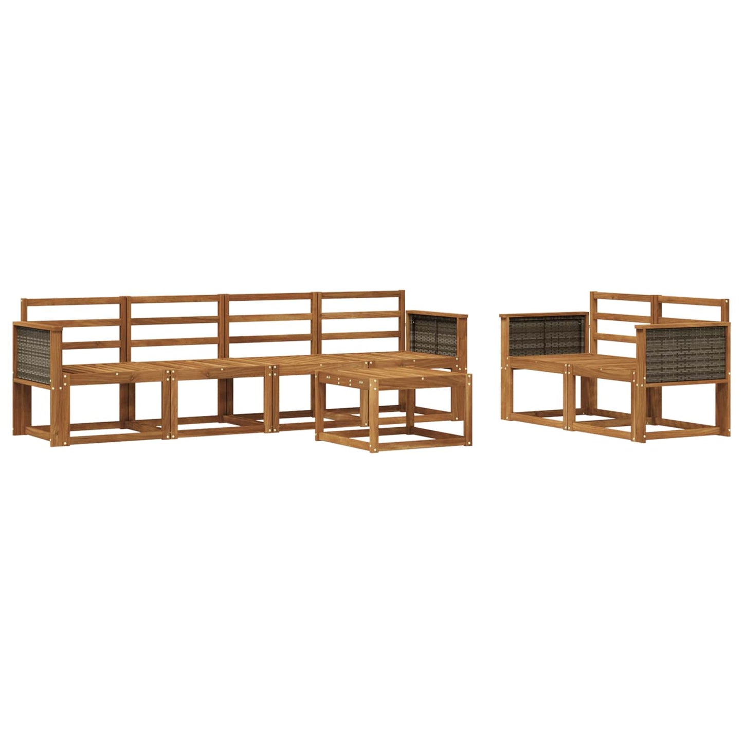 Buiten bankenset 6 pcs Naturel Massief Acaciahout is nu te koop bij PeponiXL, paradijselijk wonen!