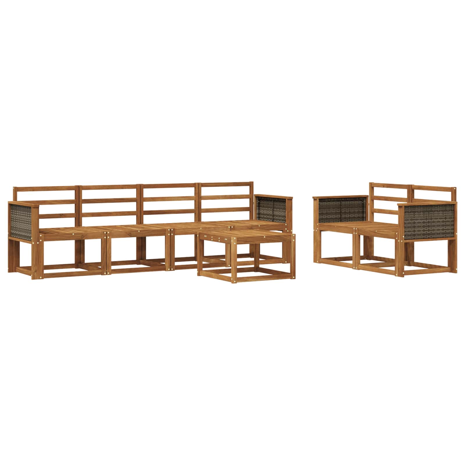 Buiten bankenset 6 pcs Naturel Massief Acaciahout is nu te koop bij PeponiXL, paradijselijk wonen!