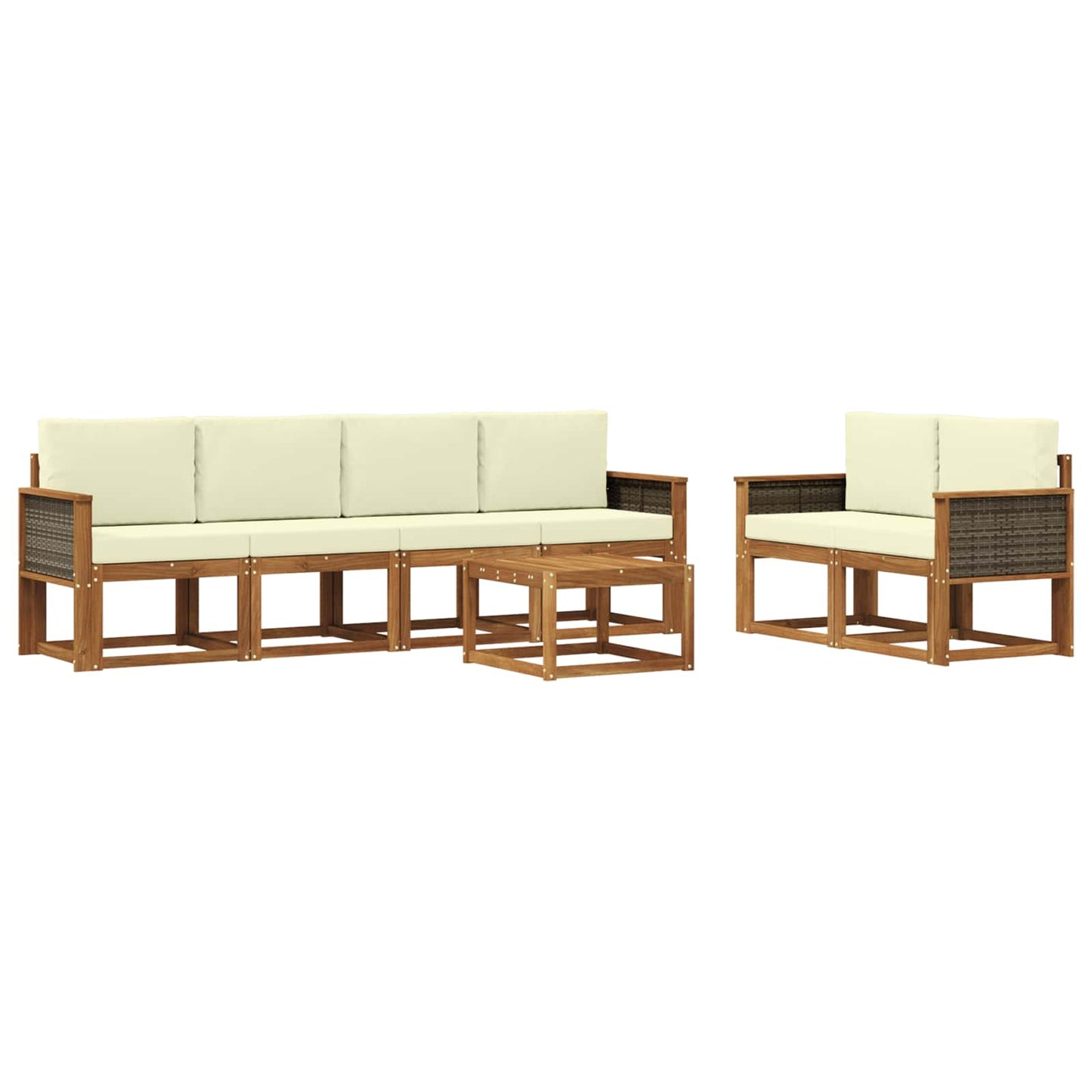 Buiten bankenset met kussen 6 pcs Natuurlijk en Crème is nu te koop bij PeponiXL, paradijselijk wonen!