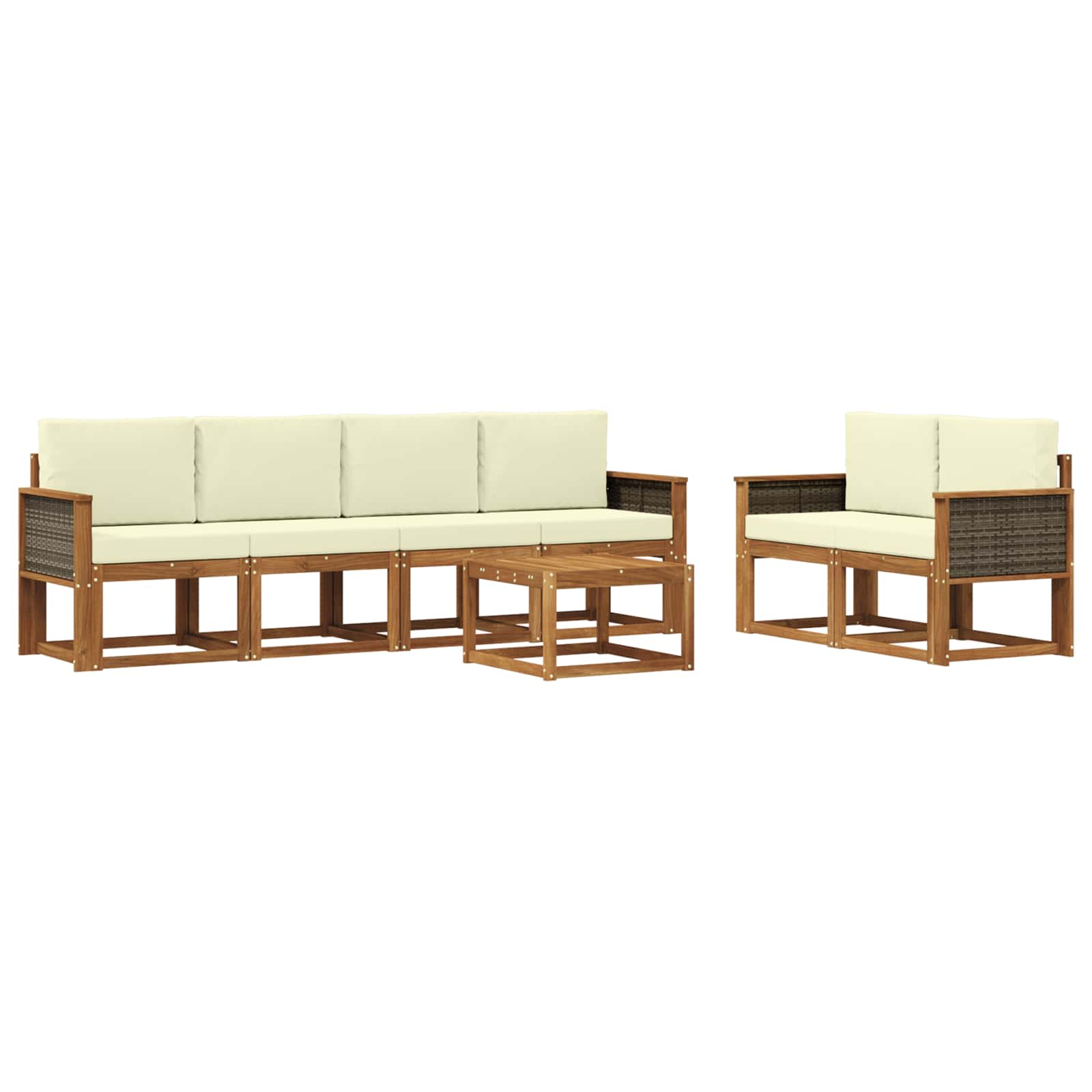 Buiten bankenset met kussen 6 pcs Natuurlijk en Crème is nu te koop bij PeponiXL, paradijselijk wonen!