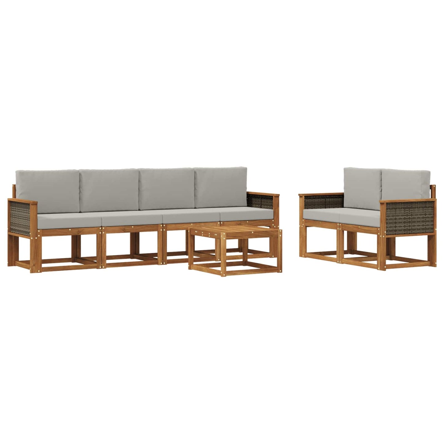 Buiten bankenset met kussen 6 pcs Naturel en lichtgrijs is nu te koop bij PeponiXL, paradijselijk wonen!
