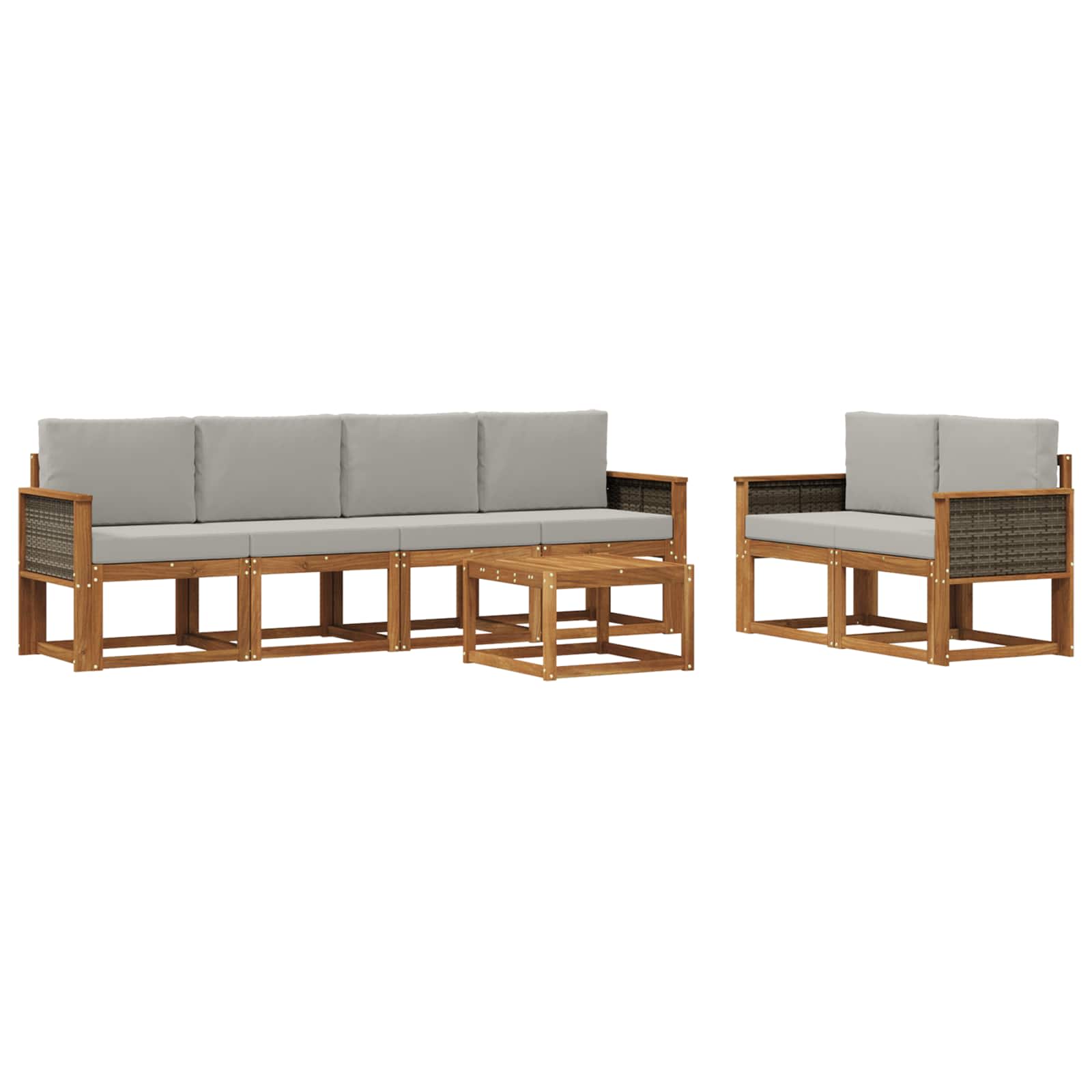 Buiten bankenset met kussen 6 pcs Naturel en lichtgrijs is nu te koop bij PeponiXL, paradijselijk wonen!