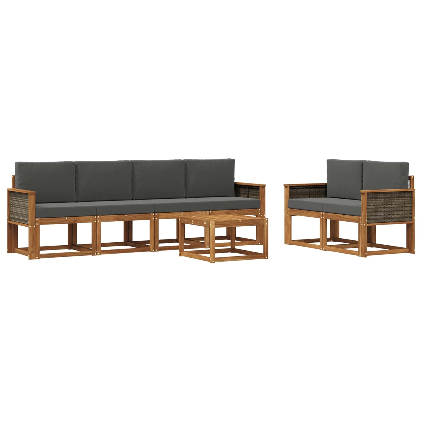 Buiten bankenset met kussen 6 pcs Natuurlijk en Antraciet is nu te koop bij PeponiXL, paradijselijk wonen!