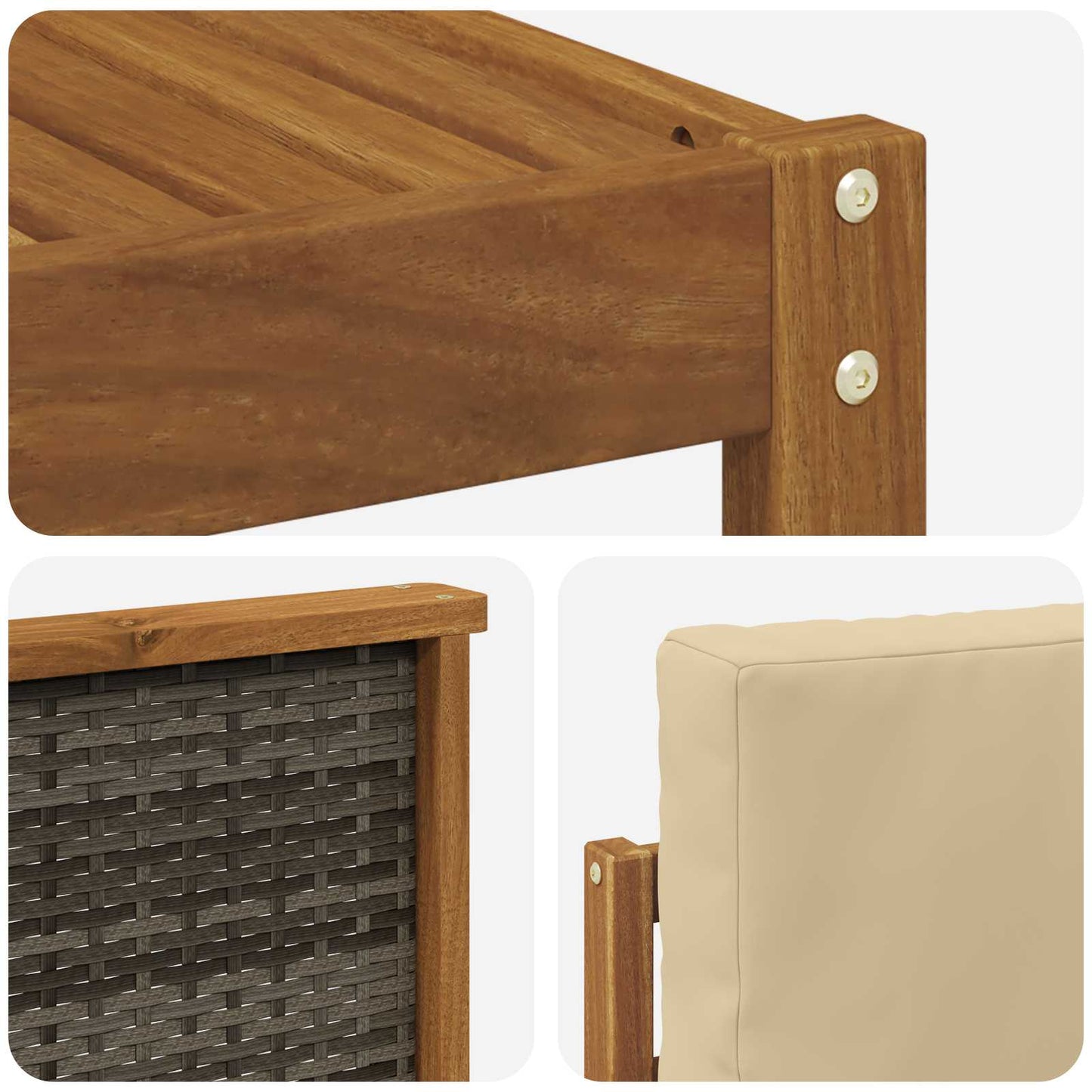 Buiten bankenset 6 pcs Naturel Massief Acaciahout en Polyester is nu te koop bij PeponiXL, paradijselijk wonen!