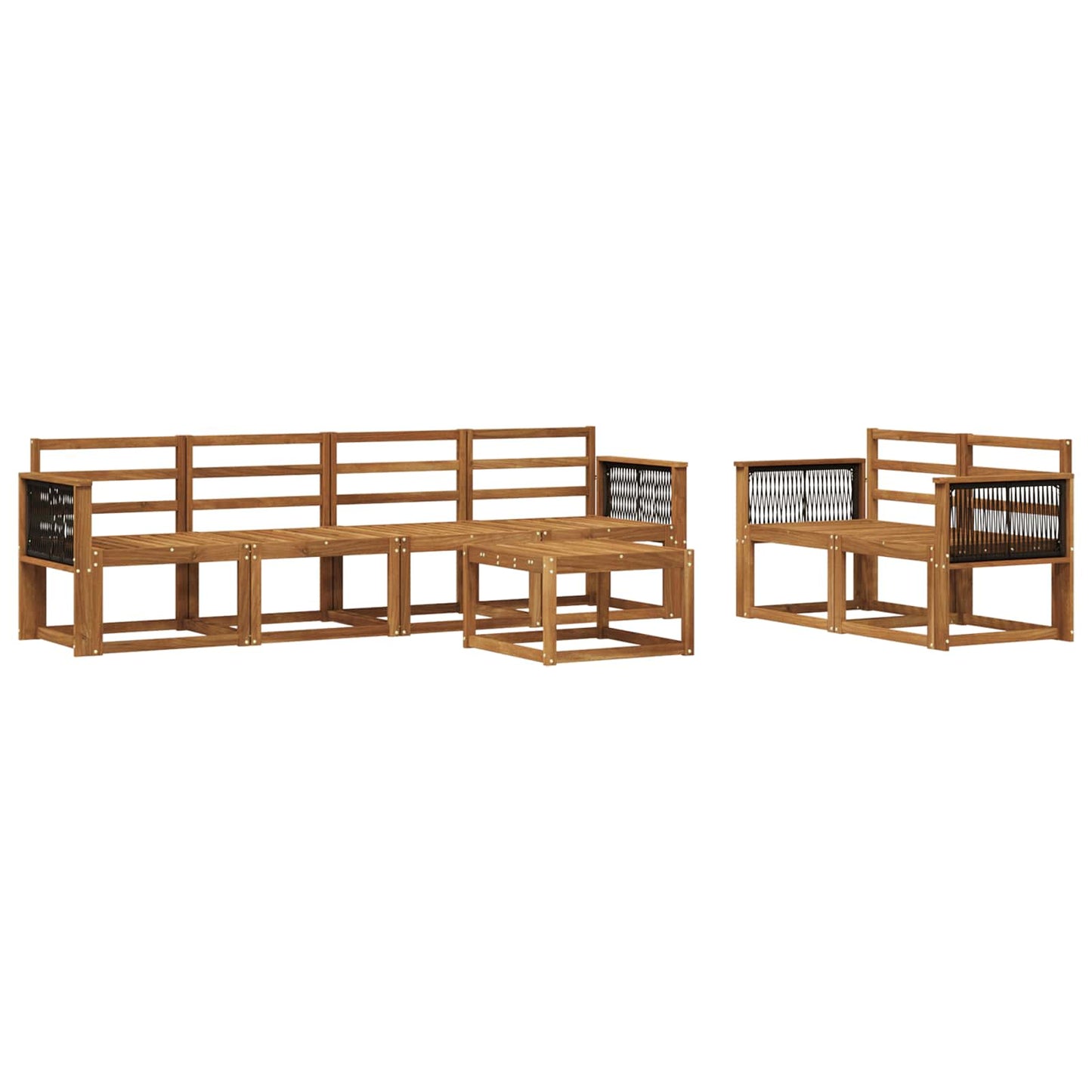 Buiten bankenset 6 pcs Naturel Massief Acaciahout is nu te koop bij PeponiXL, paradijselijk wonen!