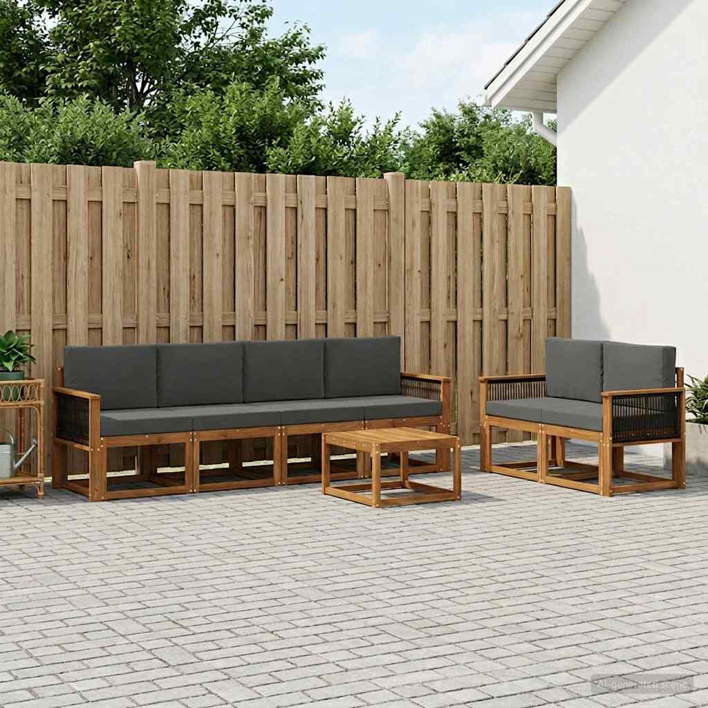 Buiten bankenset met kussen 6 pcs Natuurlijk en Antraciet is nu te koop bij PeponiXL, paradijselijk wonen!