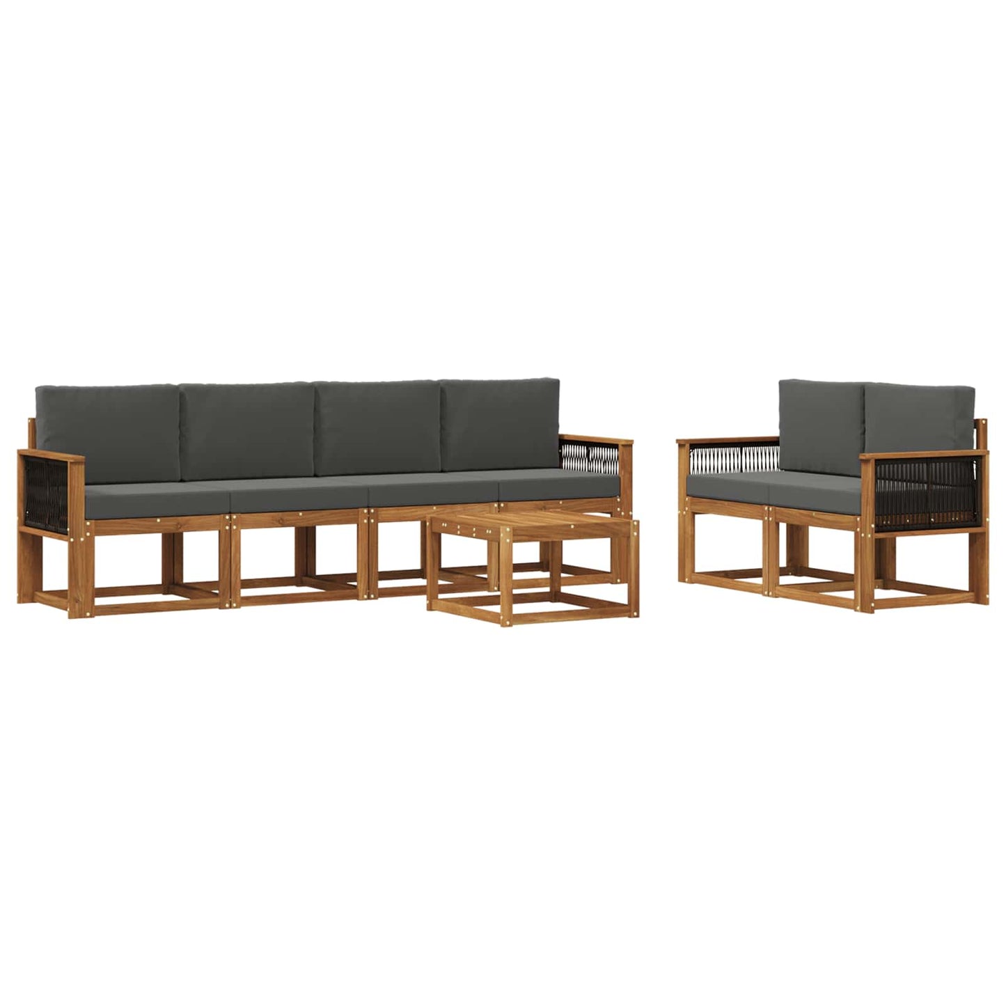 Buiten bankenset met kussen 6 pcs Natuurlijk en Antraciet is nu te koop bij PeponiXL, paradijselijk wonen!