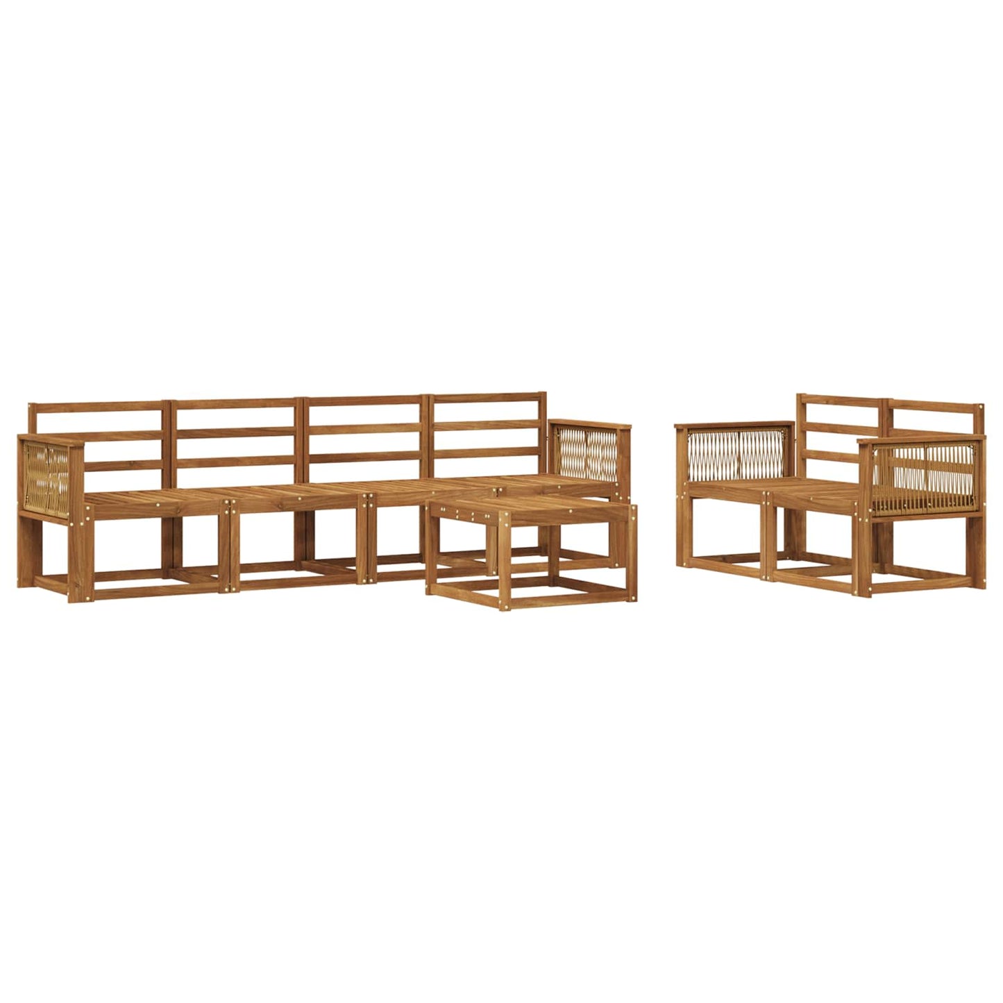 Buiten bankenset 7 pcs Naturel Massief Acaciahout is nu te koop bij PeponiXL, paradijselijk wonen!