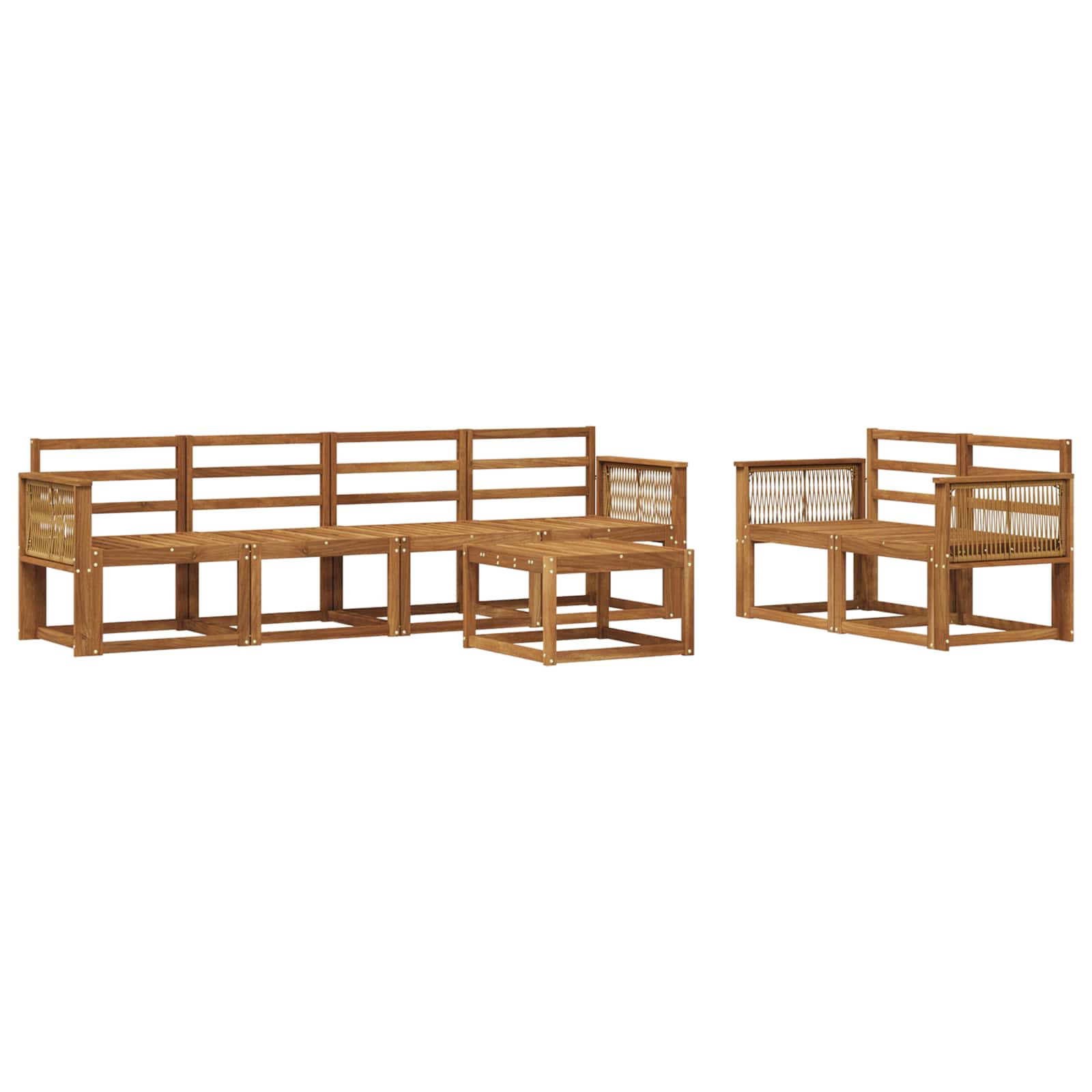 Buiten bankenset 7 pcs Naturel Massief Acaciahout is nu te koop bij PeponiXL, paradijselijk wonen!
