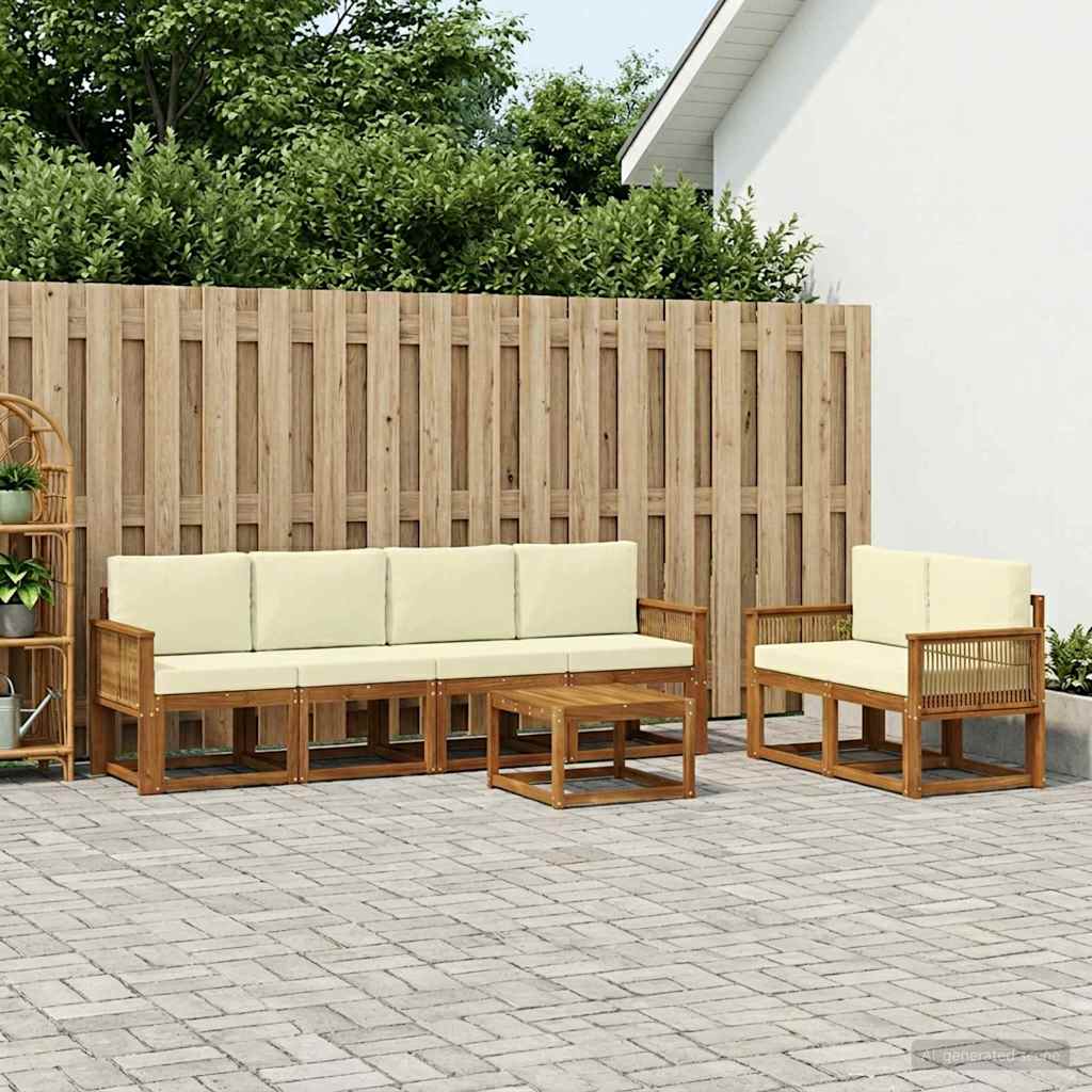 Buiten bankenset met kussen 7 pcs Natuurlijk en Crème Polyester is nu te koop bij PeponiXL, paradijselijk wonen!