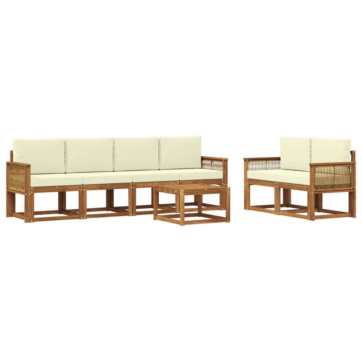 Buiten bankenset met kussen 7 pcs Natuurlijk en Crème Polyester is nu te koop bij PeponiXL, paradijselijk wonen!