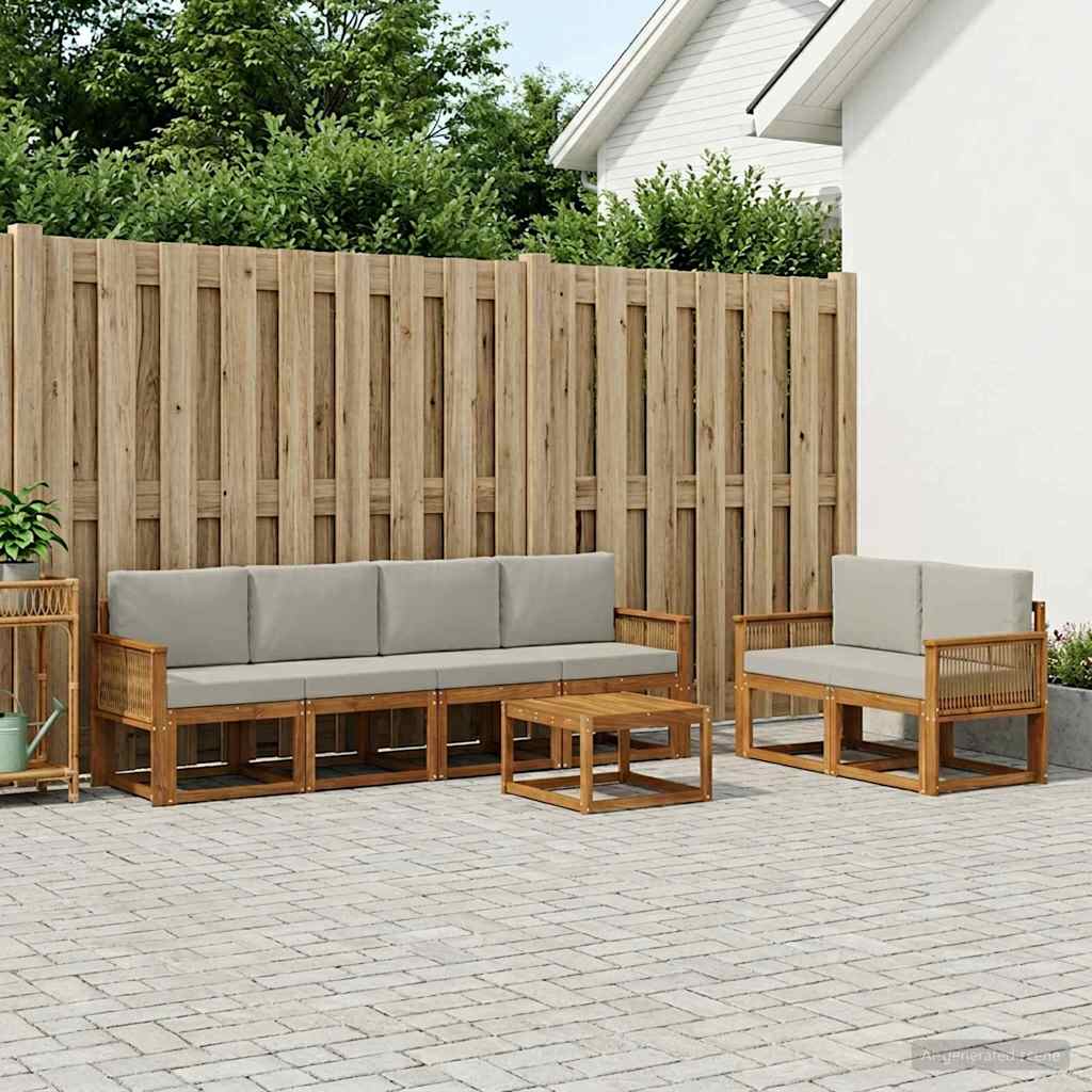 Buiten bankenset 7 pcs Naturel en lichtgrijs Polyester is nu te koop bij PeponiXL, paradijselijk wonen!
