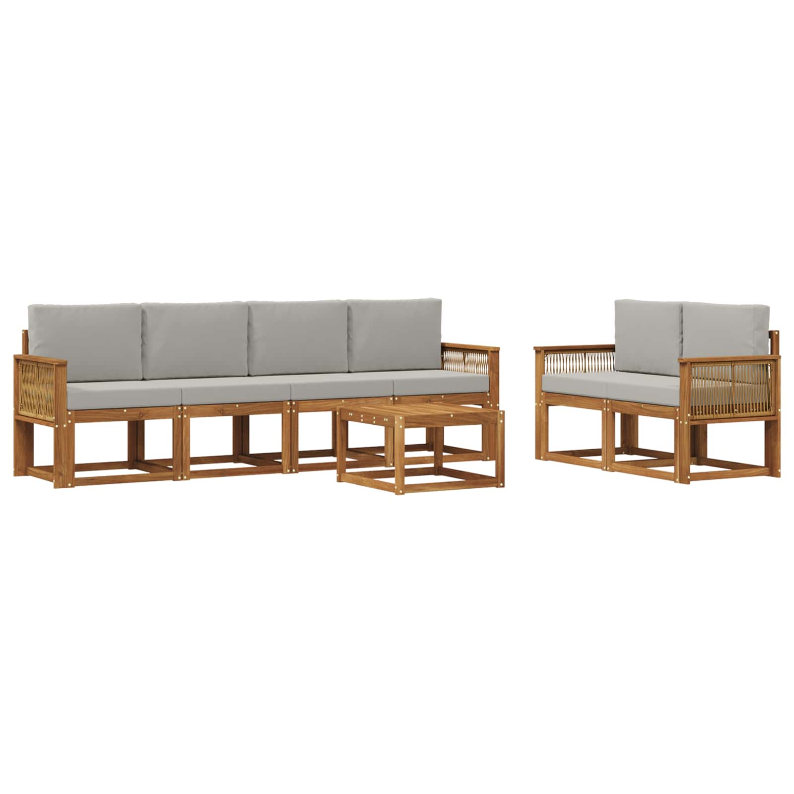 Buiten bankenset 7 pcs Naturel en lichtgrijs Polyester is nu te koop bij PeponiXL, paradijselijk wonen!