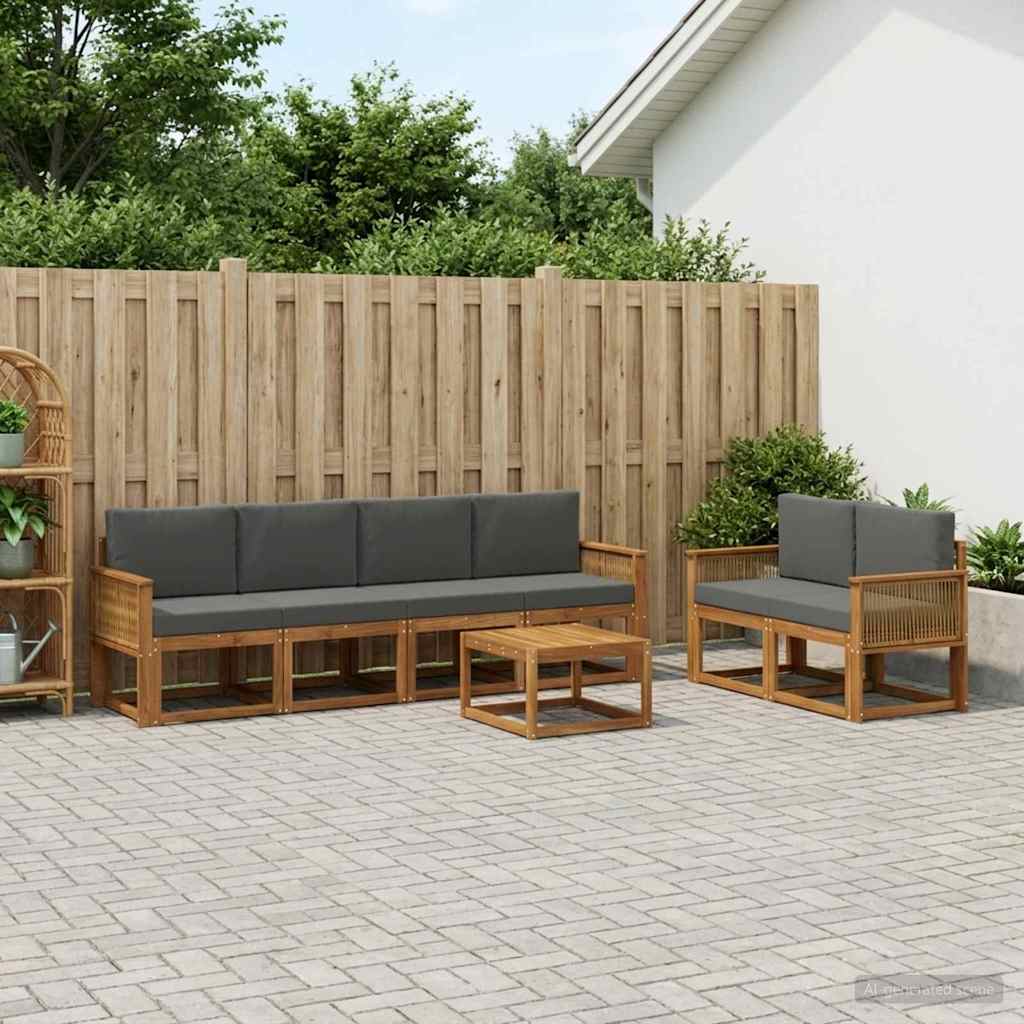Buiten bankenset 7 pcs Natuurlijk en Antraciet Polyester is nu te koop bij PeponiXL, paradijselijk wonen!
