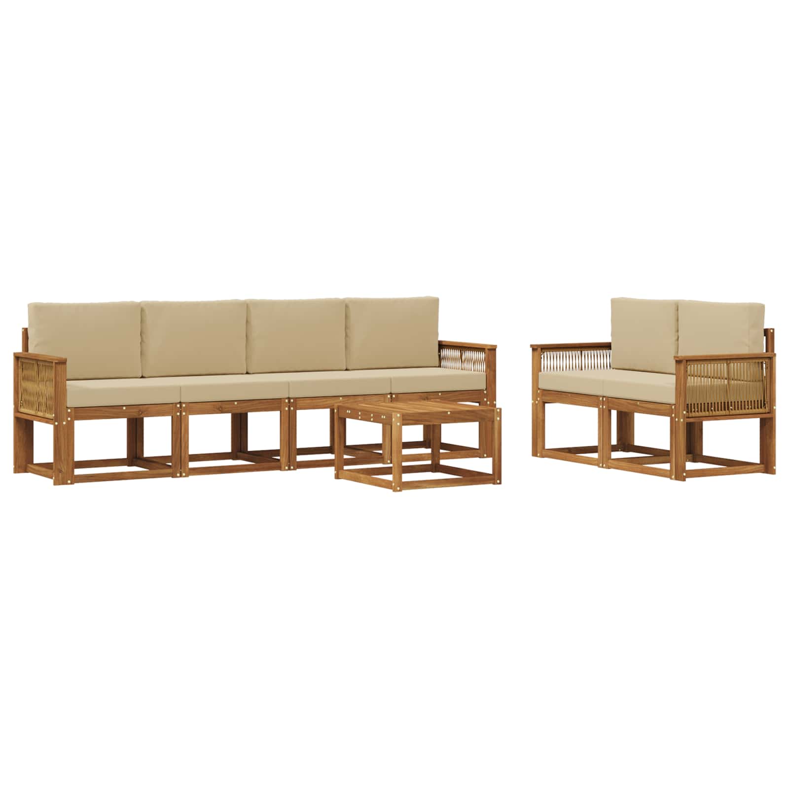 Buiten bankenset met kussen 7 pcs Natuurlijk en Beige Polyester is nu te koop bij PeponiXL, paradijselijk wonen!