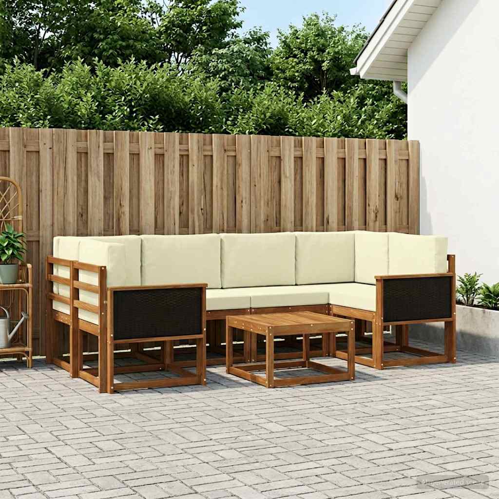 Buiten bankenset met kussen 5 pcs Natuurlijk en Crème is nu te koop bij PeponiXL, paradijselijk wonen!