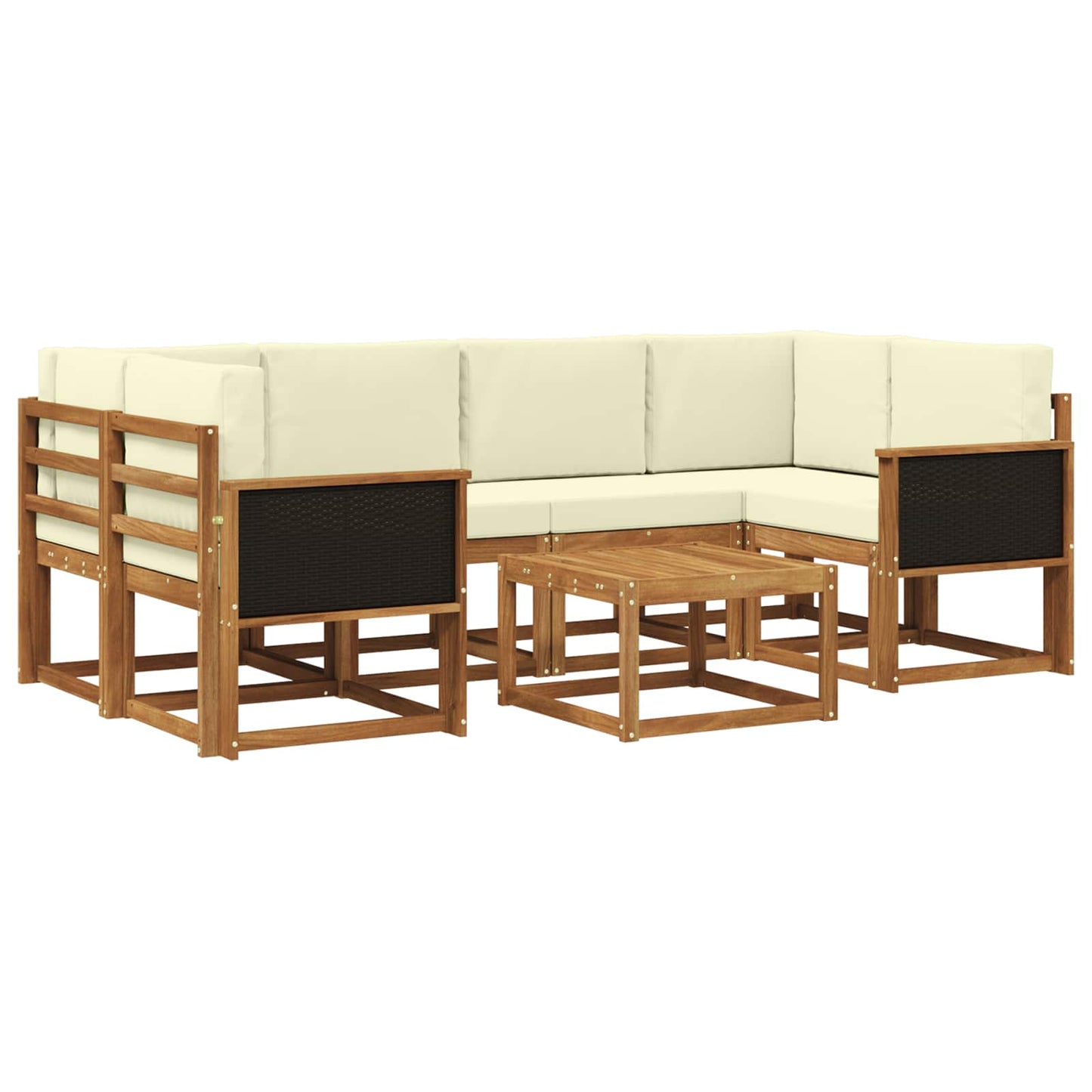 Buiten bankenset met kussen 5 pcs Natuurlijk en Crème is nu te koop bij PeponiXL, paradijselijk wonen!