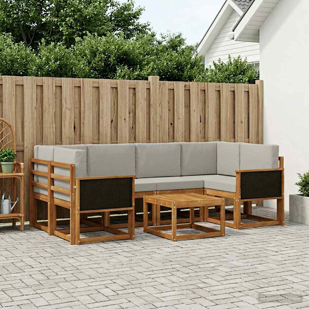Buiten bankenset met kussen 5 pcs Naturel en lichtgrijs is nu te koop bij PeponiXL, paradijselijk wonen!
