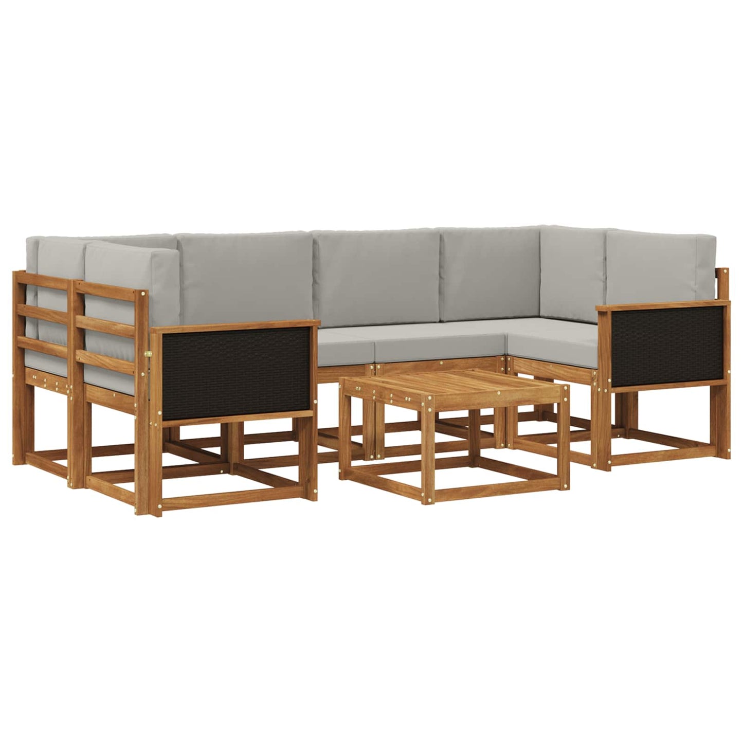 Buiten bankenset met kussen 5 pcs Naturel en lichtgrijs is nu te koop bij PeponiXL, paradijselijk wonen!