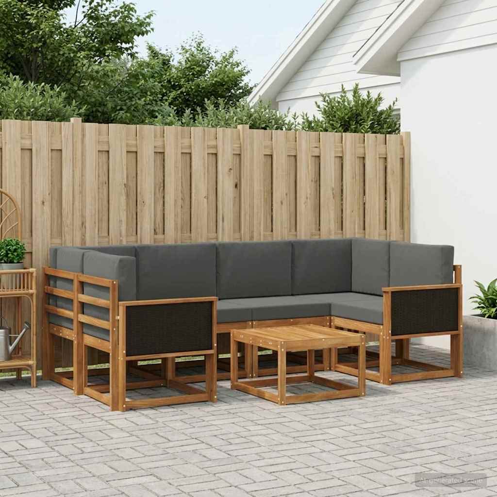 Buiten bankenset met kussen 5 pcs Natuurlijk en Antraciet is nu te koop bij PeponiXL, paradijselijk wonen!