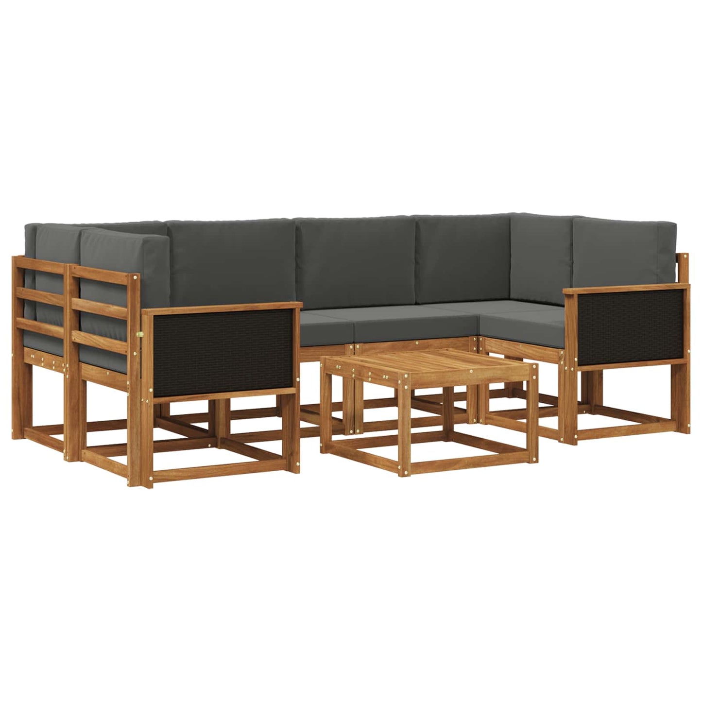Buiten bankenset met kussen 5 pcs Natuurlijk en Antraciet is nu te koop bij PeponiXL, paradijselijk wonen!