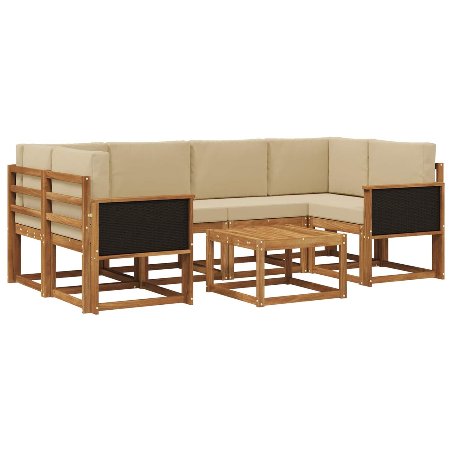 Buiten bankenset 5 pcs Naturel Massief Acaciahout en Polyester is nu te koop bij PeponiXL, paradijselijk wonen!