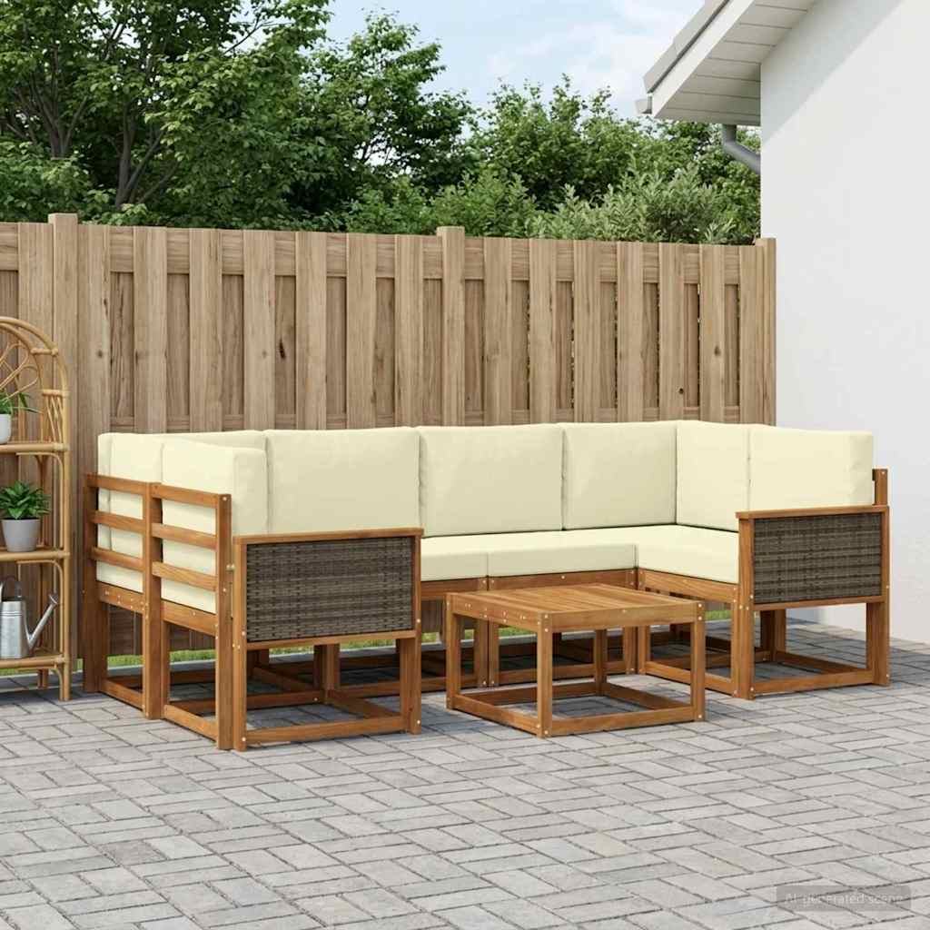 Buiten bankenset met kussen 5 pcs Natuurlijk en Crème is nu te koop bij PeponiXL, paradijselijk wonen!