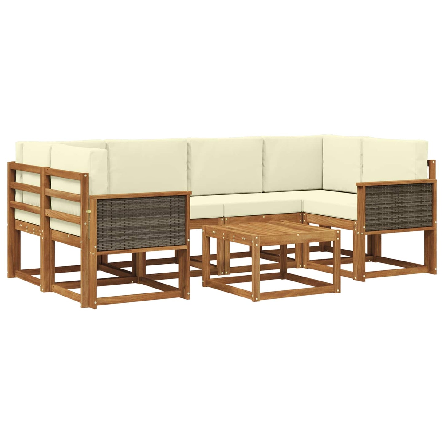 Buiten bankenset met kussen 5 pcs Natuurlijk en Crème is nu te koop bij PeponiXL, paradijselijk wonen!