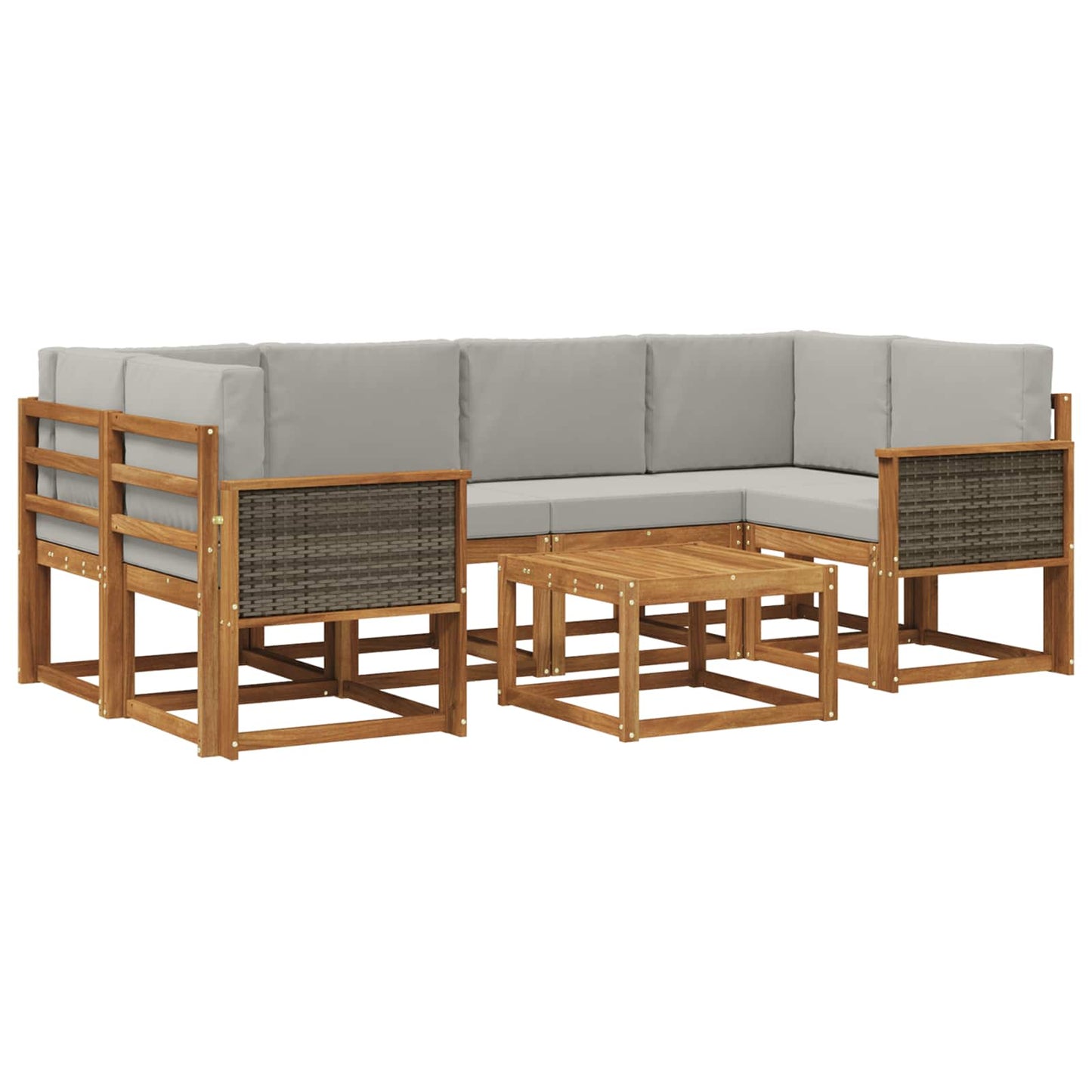 Buiten bankenset met kussen 5 pcs Naturel en lichtgrijs is nu te koop bij PeponiXL, paradijselijk wonen!