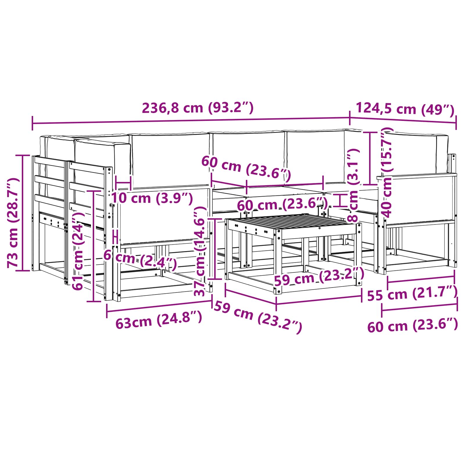 Buiten bankenset met kussen 5 pcs Naturel en lichtgrijs is nu te koop bij PeponiXL, paradijselijk wonen!