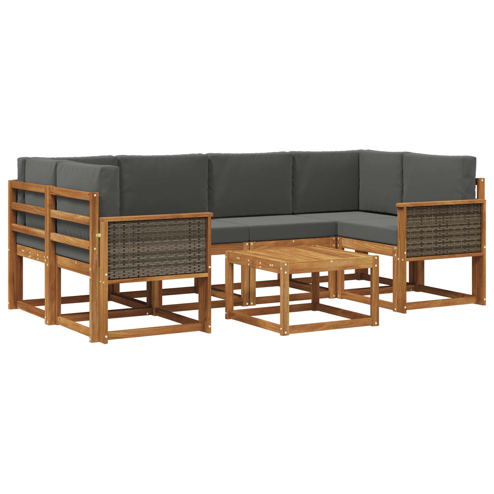 Buiten bankenset met kussen 5 pcs Natuurlijk en Antraciet is nu te koop bij PeponiXL, paradijselijk wonen!
