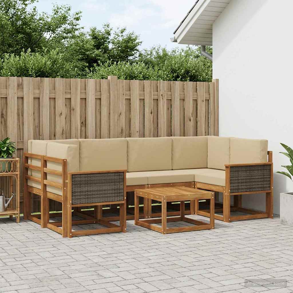 Buiten bankenset 5 pcs Naturel Massief Acaciahout en Polyester is nu te koop bij PeponiXL, paradijselijk wonen!