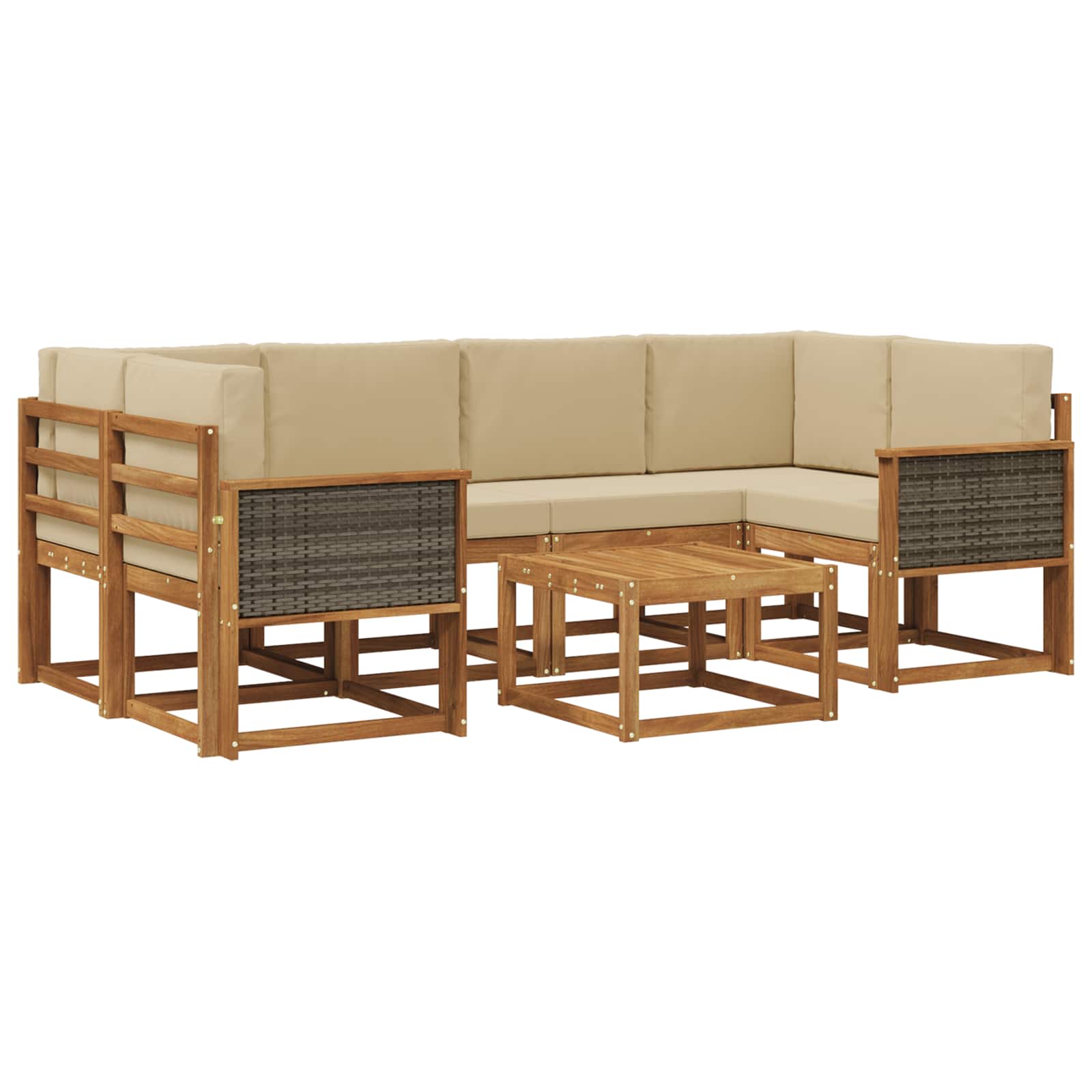 Buiten bankenset 5 pcs Naturel Massief Acaciahout en Polyester is nu te koop bij PeponiXL, paradijselijk wonen!