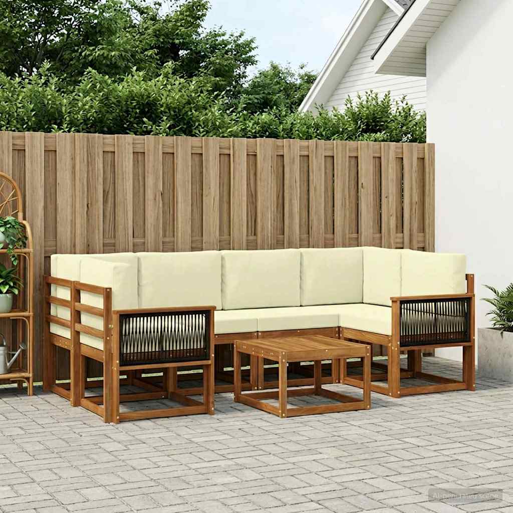 Buiten bankenset met kussen 5 pcs Natuurlijk en Crème is nu te koop bij PeponiXL, paradijselijk wonen!
