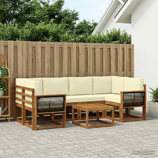 Buiten bankenset met kussen 5 pcs Natuurlijk en Crème is nu te koop bij PeponiXL, paradijselijk wonen!