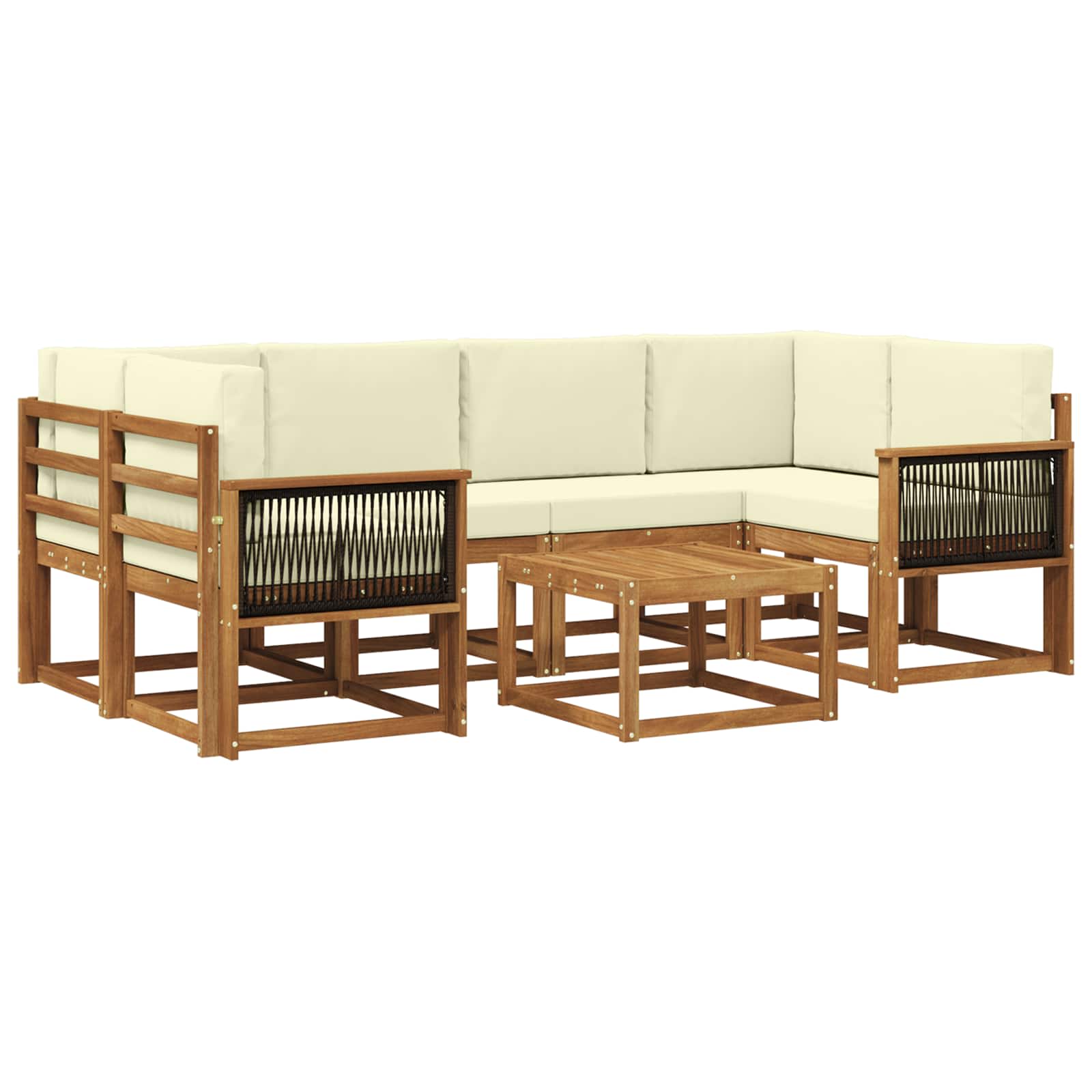 Buiten bankenset met kussen 5 pcs Natuurlijk en Crème is nu te koop bij PeponiXL, paradijselijk wonen!