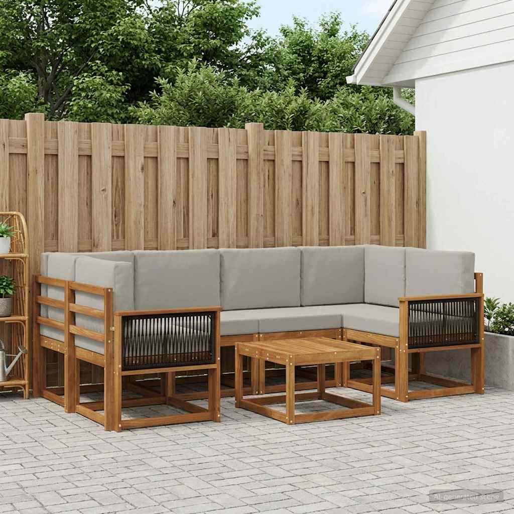 Buiten bankenset 5 pcs Naturel en lichtgrijs is nu te koop bij PeponiXL, paradijselijk wonen!