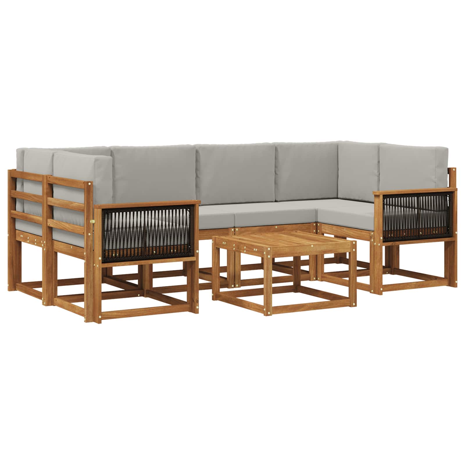 Buiten bankenset 5 pcs Naturel en lichtgrijs is nu te koop bij PeponiXL, paradijselijk wonen!