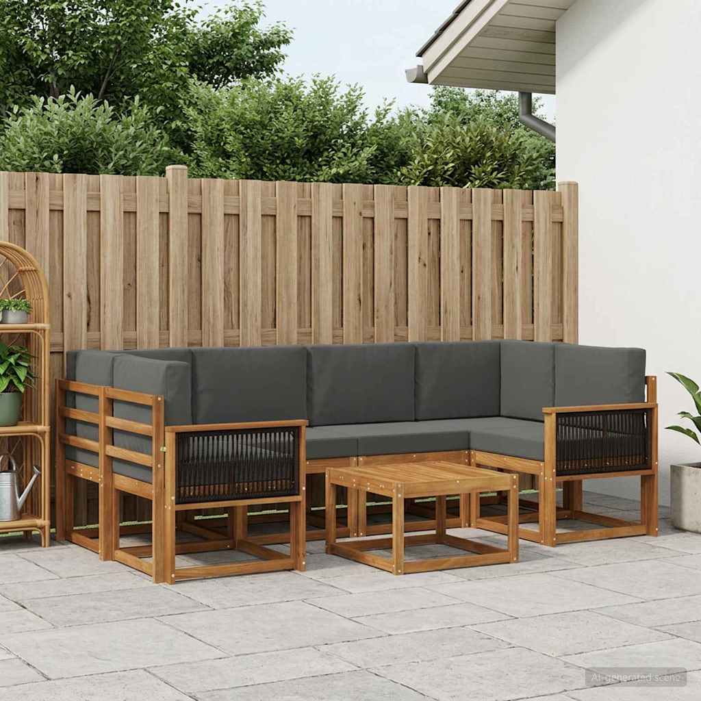 Buiten bankenset met kussen 5 pcs Natuurlijk en Antraciet is nu te koop bij PeponiXL, paradijselijk wonen!