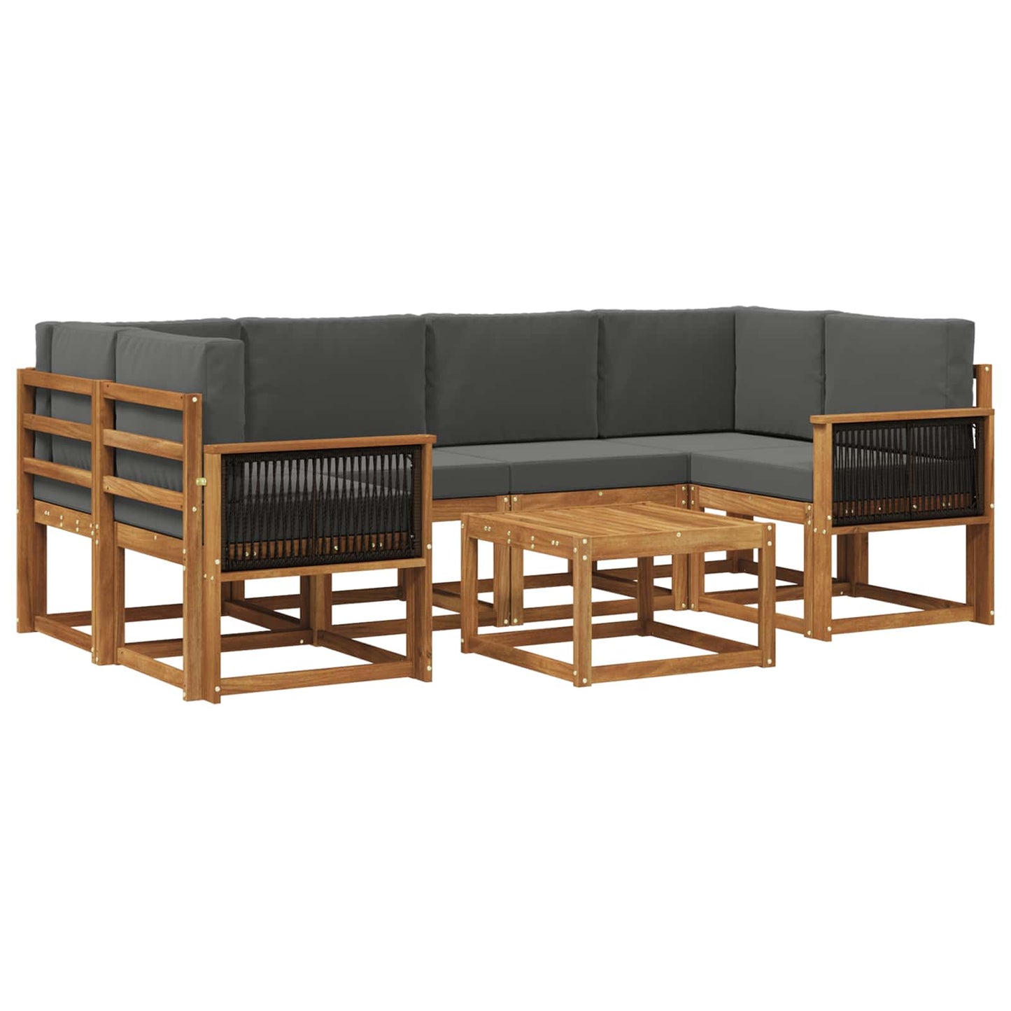 Buiten bankenset met kussen 5 pcs Natuurlijk en Antraciet is nu te koop bij PeponiXL, paradijselijk wonen!