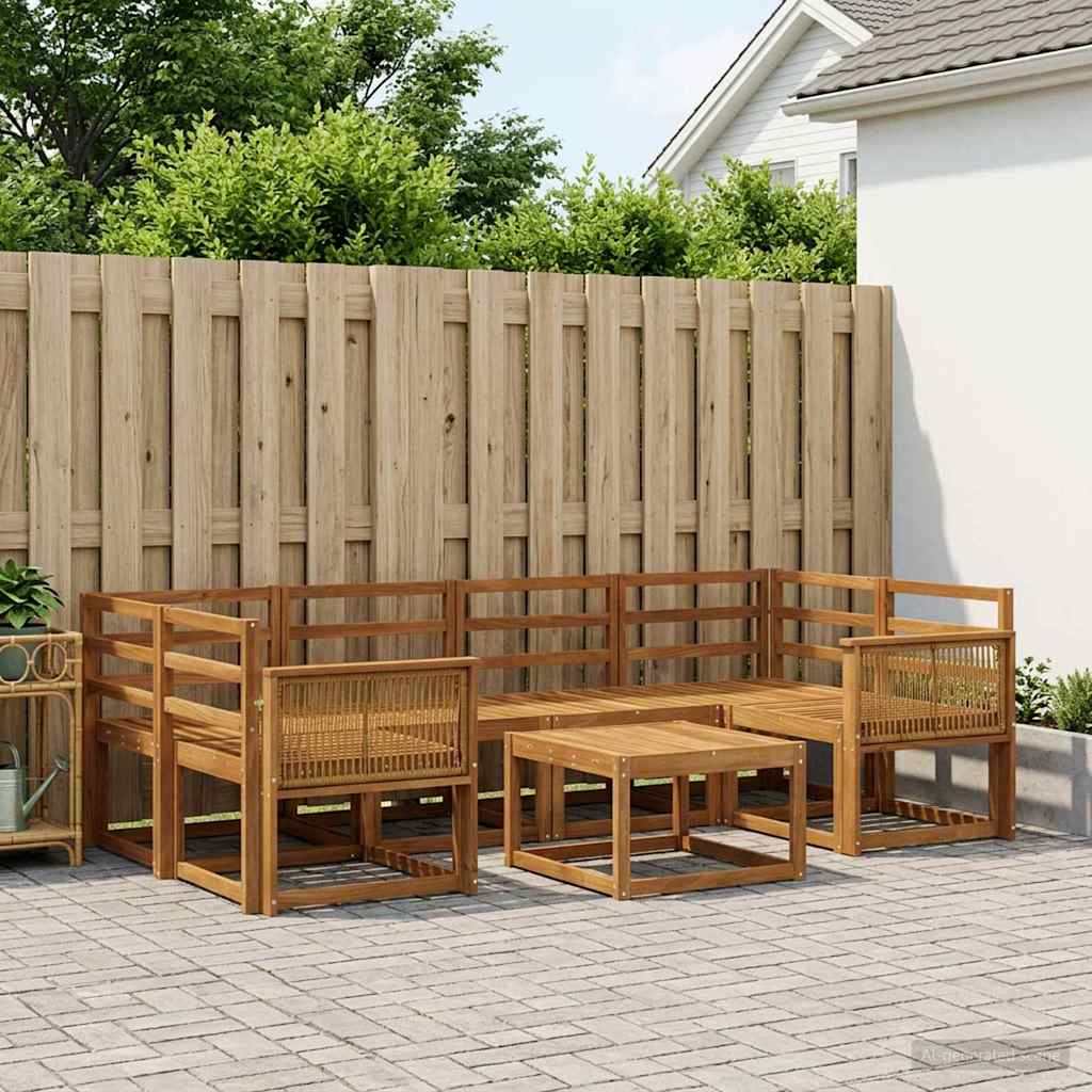 Buiten bankenset 7 pcs Naturel Massief Acaciahout is nu te koop bij PeponiXL, paradijselijk wonen!